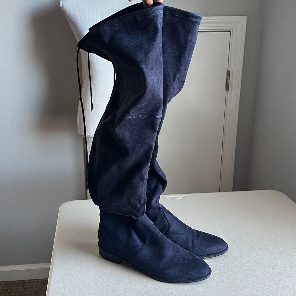 Marc Fisher Sleek Dark Blue Suede Boots SZ 9.5 M